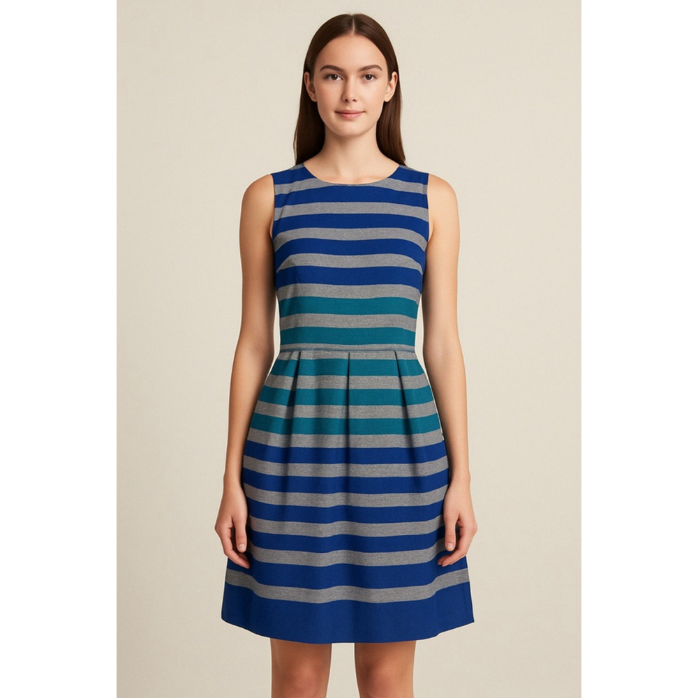 Calvin Klein Striped Sleeveless Fit & Flare Dress – Fits XS (0–2)